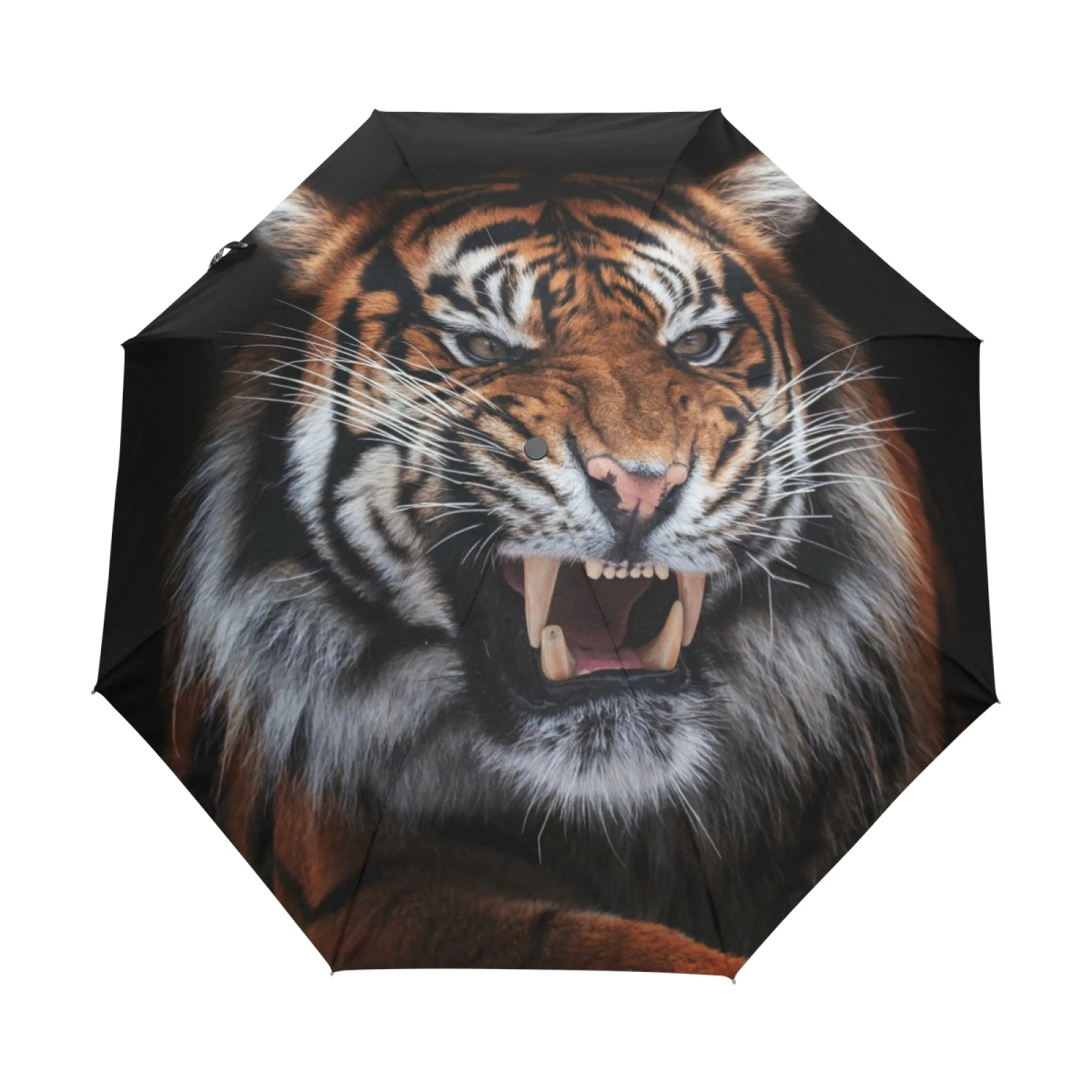 Violent Tiger Design Black Coating Umbrella Rain Women Anti-UV Sun Protection 3 Folding Umbrella Male Automatic Open And Close