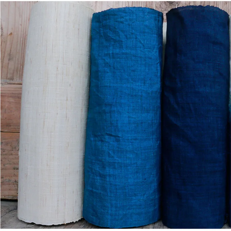 PVDF9 Indigo Plants Dyed Ramie Fabrics, Sashiko, Patchwork,Home Decoration, Door Curtain,Bedding,DIY Sewing Materies