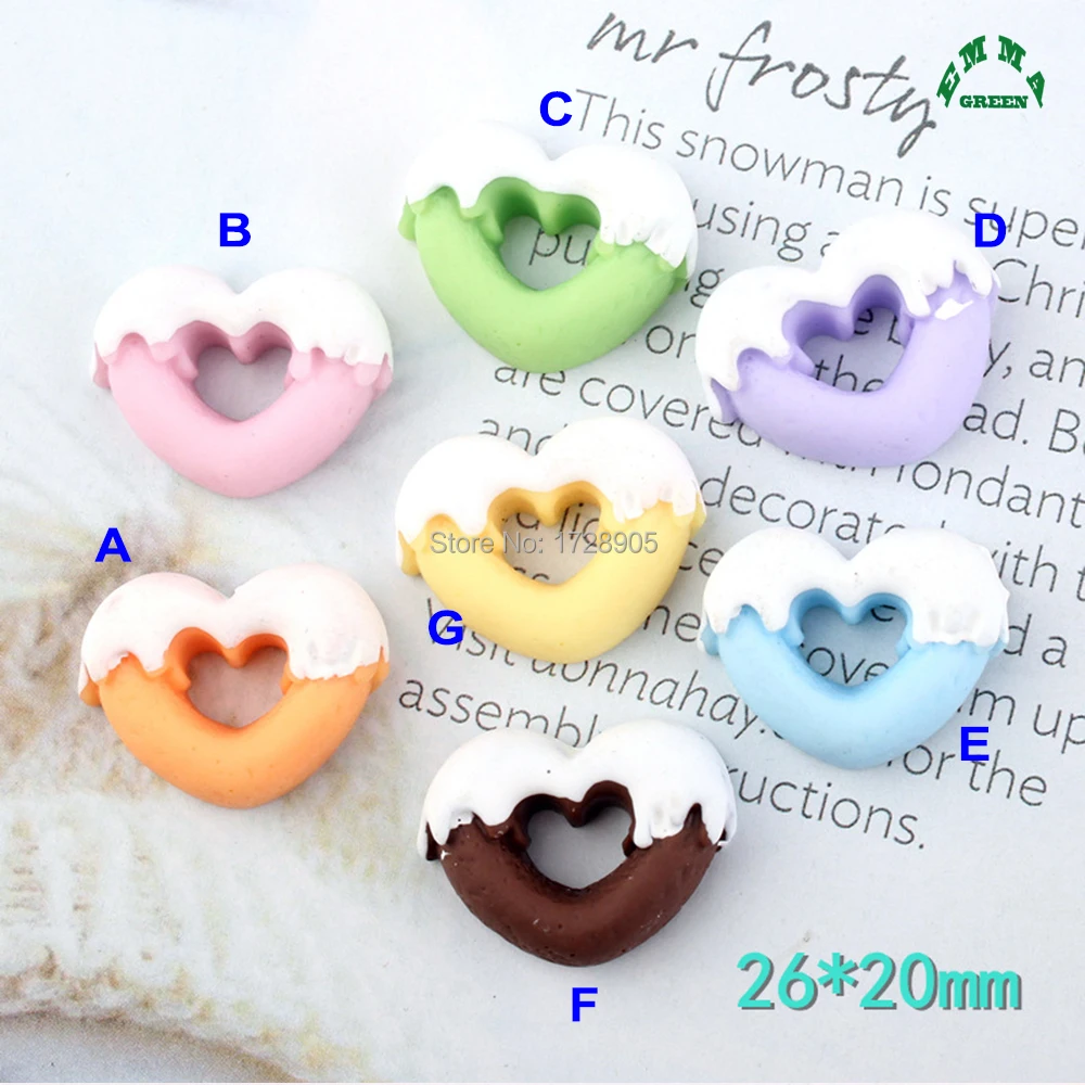 

DIY Mix Kawaii for Phone Deco Scrapbooking 20pcs Flat Back Heart Donut Charms for slime Cute Resin Flatback Cabochons