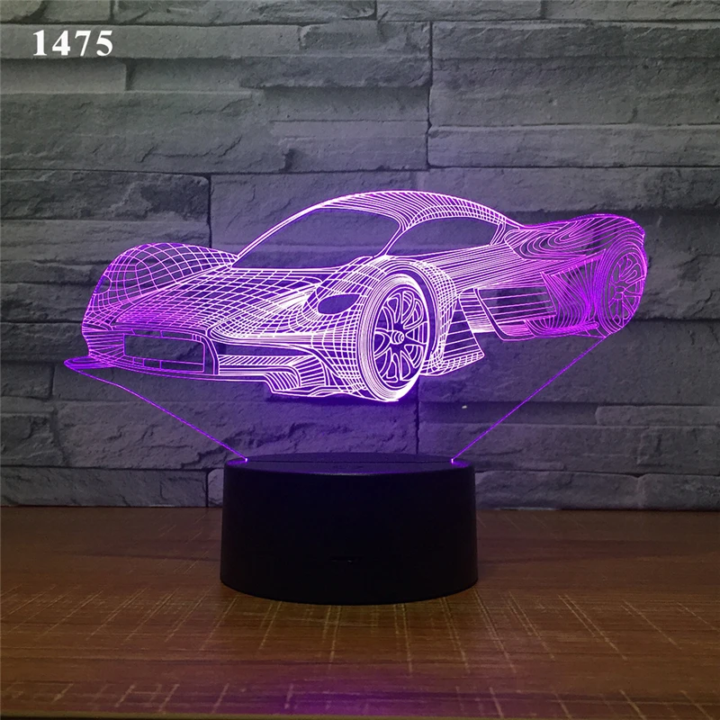 3D Night Light F1 4DW Model LED Acrylic NightLight Cool Pony Car Sports Car Atmosphere Table Lamp Christmas Boy Friend Kid Gift