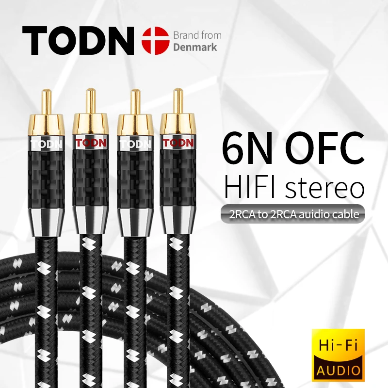 TODN HIFI Stereo 1 para kabla RCA Kabel stereo RCA Wysokowydajny kabel audio Premium Hi-Fi 2RCA do 2RCA Kabel połączeniowy