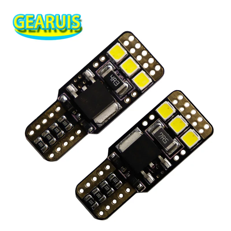 GEARUIS 100pcs T10 6 SMD 2835 LED W5W 0.32A 3.84W Car styling CANBUS ERROR FREE Auto Wedge Tail Side Bulb License Plate Lights