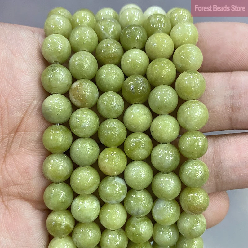 China Lt Lemon Green Jaspers Natural Stone Round Beads Diy Bracelet Necklace Earrings for Jewelry Making 15