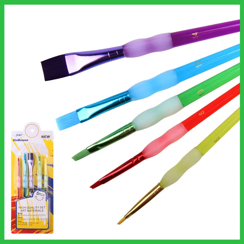 

Multicolor Nylon Brush Set 5Pcs/Set Brush Pen Art Brushes Children's Art Supplies Watercolor,Acrylic,Oil Paint Brushes