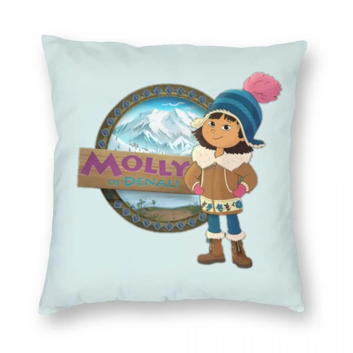 Molly Denali Square Pillowcase Polyester Linen Velvet Printed Zip Decor Pillow Case Car Cushion Cover