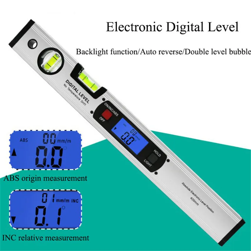 Digital Protractor Ruler, Electronic Level Tools, 360 Degree Flip, Measuring Angle Ruler, 400mm