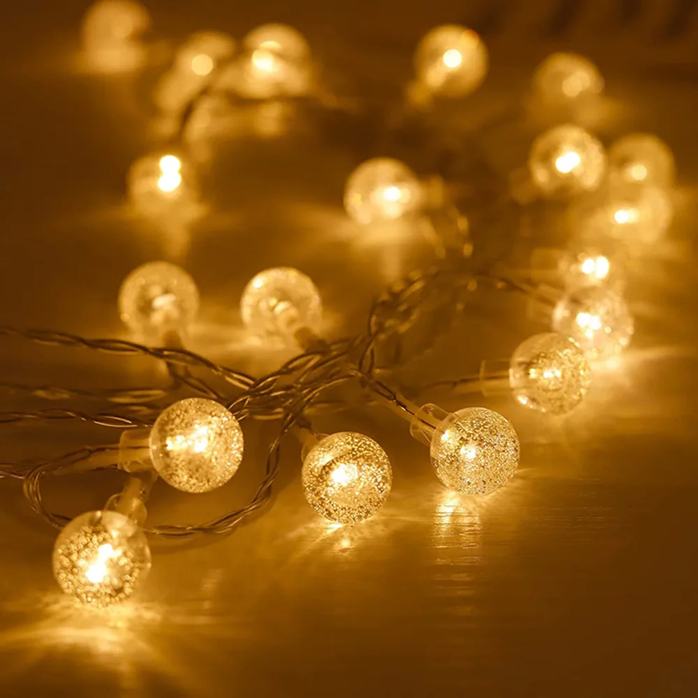 5m/6.5m łańcuchy świetlne słoneczny kula kąpielowa światła ciąg girlanda żarówkowa LED łańcuchy świetlne świąteczne dekoracje zewnętrzne światło ogrodowe lampki