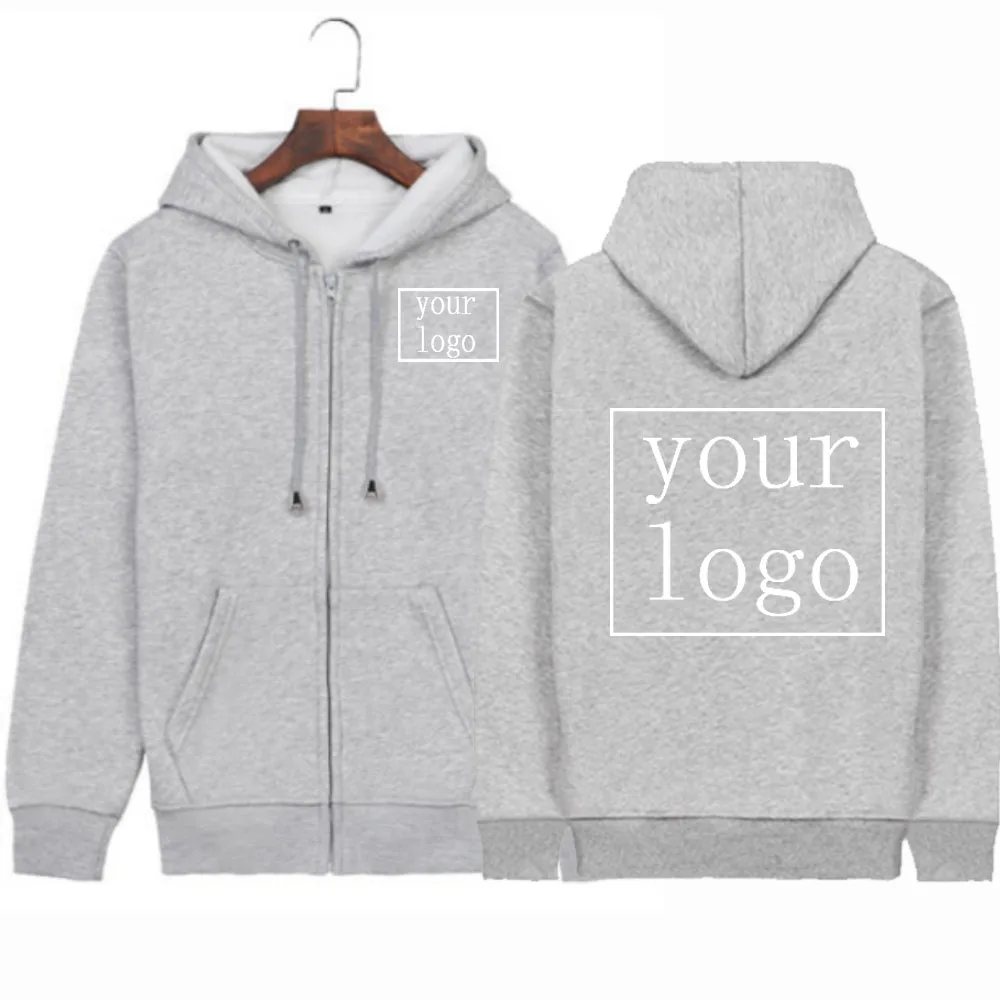 Customize Your Logo Men Women Zipper Sweater 2022 Jacket Coat Hooded Sweater Long-Sleeved Hoodie Funny Pattern Solid Color