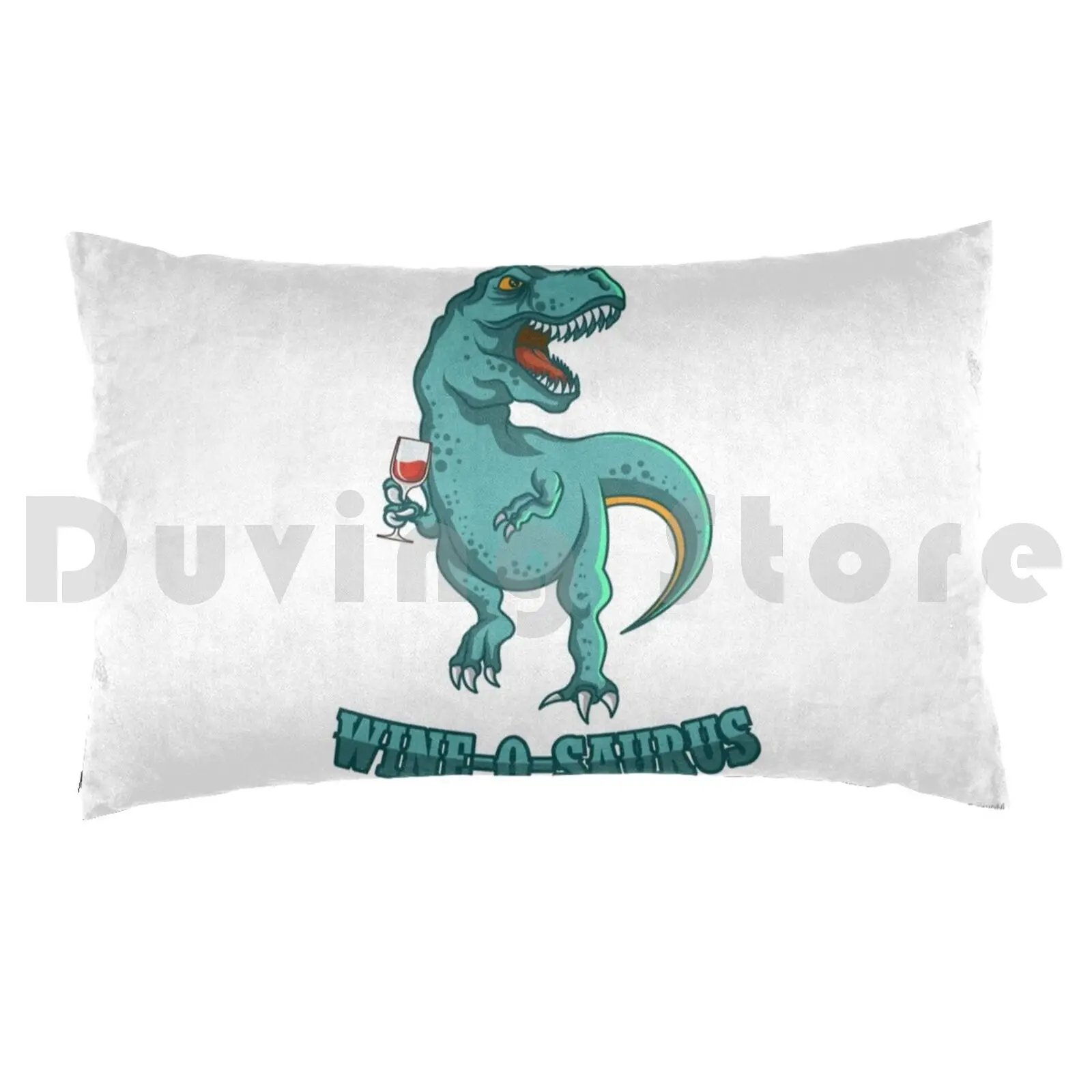 Wine Lover Dino Wine Drinker Gift Connoisseur Pillow Case Printed 50x75 Dino Wine Lover Wine Drinker Sommelier