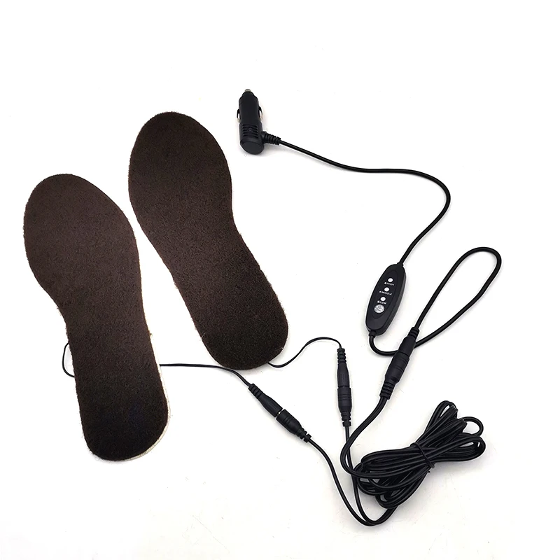 12V Motorcycle Electric Heated Insoles Foot Warmer Heater Adjustable with Cigarette Lighter