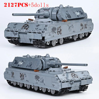 Military German Mouse Type Heavy Armored Tank Building Blocks WW2 Army Soldier Technical Weapon Bricks Children Toy Kids Gift