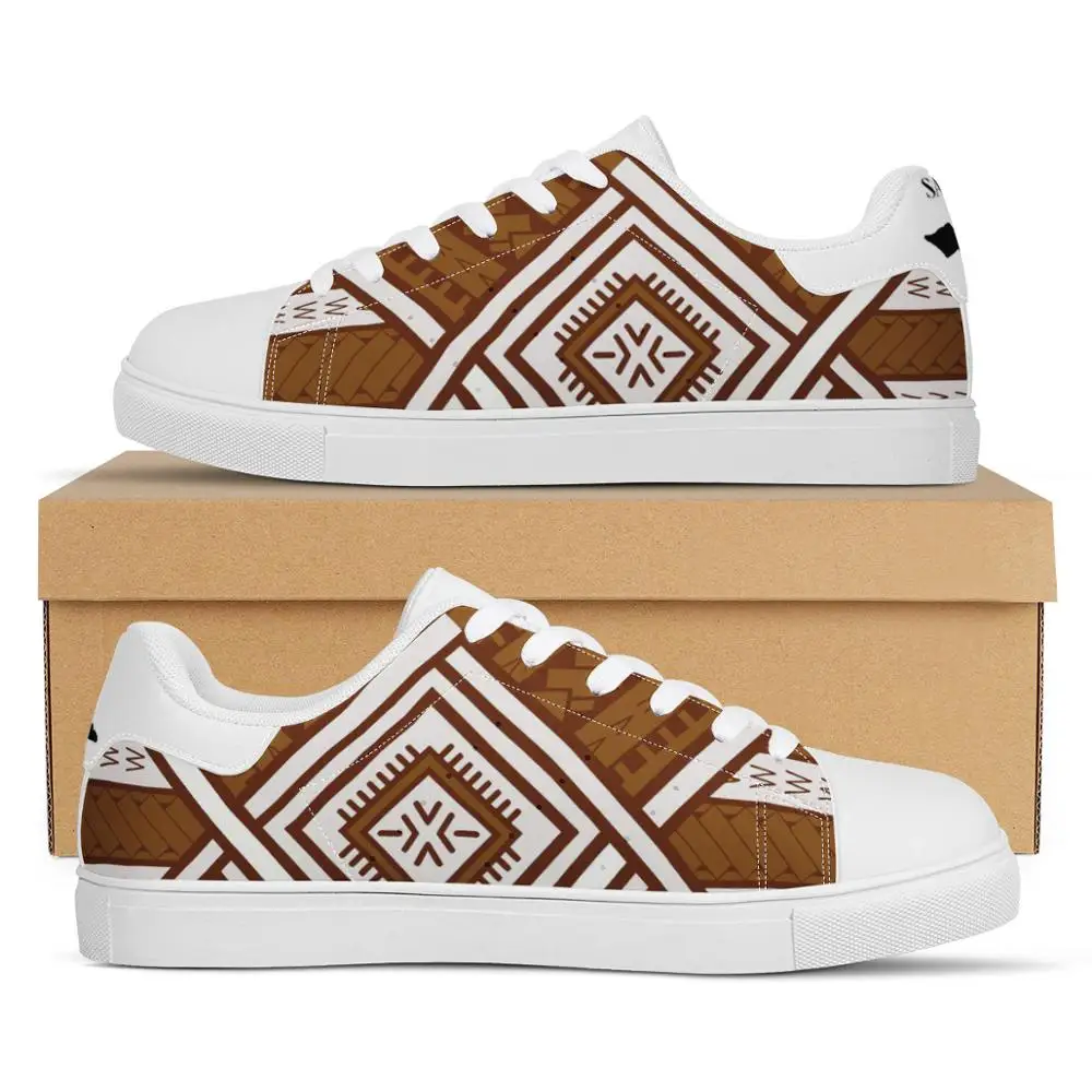 Retro Style Polynesian Samoa Tribal Flat Sneaker Samoan Map Print Custom Fashion Walking Sport Shoes Light Women Running Shoes