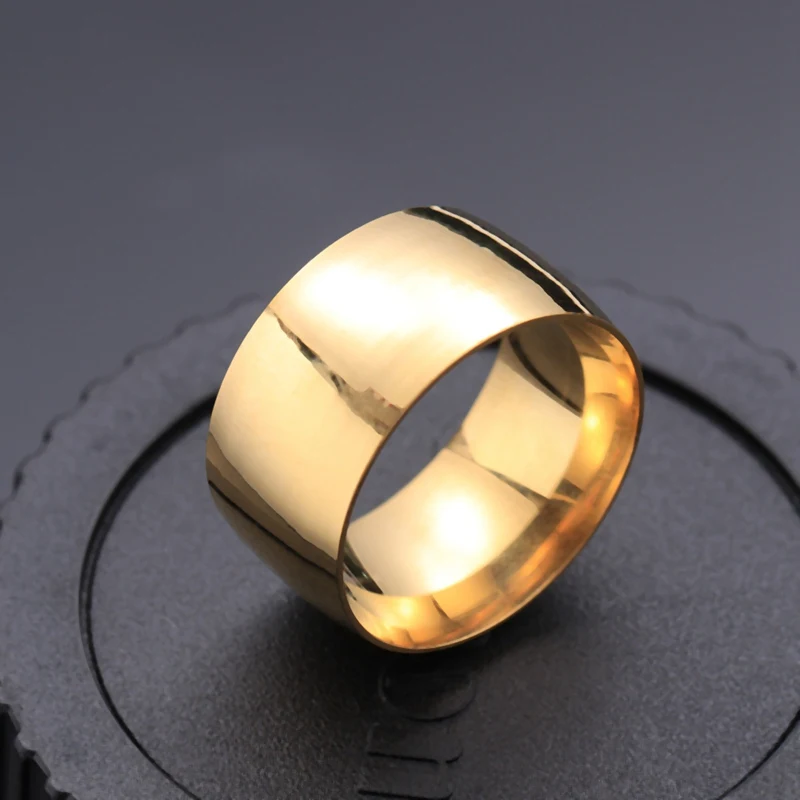 Men\'s Super Wide Stainless Steel Rings Gold Silver Black Color Simple Retro Ring for Women Unisex Fashion Jewelry Gifts WC082