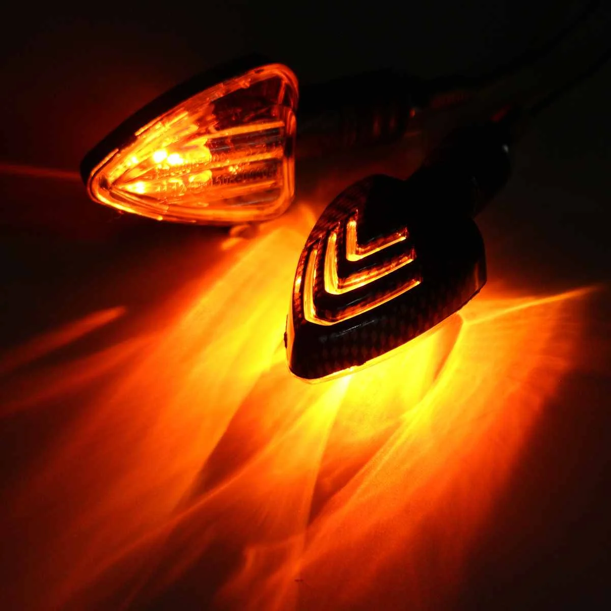 Pair Carbon Arrow Motorbike Motorcycle Turn Signal Indicators Light Bulb Amber