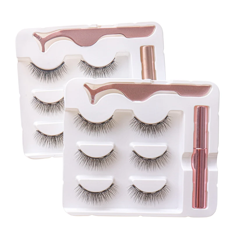 3D Magnetic Eyelashes Mink False Lashes Make Up Eyeliner Waterproof Liquid Tweezers Set Lasting Handmade Eyelash Makeup Tools