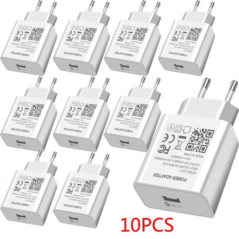 10PCS/lot 5V 3A USB Charger Fast Charging Power Adapter For Samsung S21 S20 S10 Note 20 10 Plus XIaomi 11 10 Ultra Fast Charger