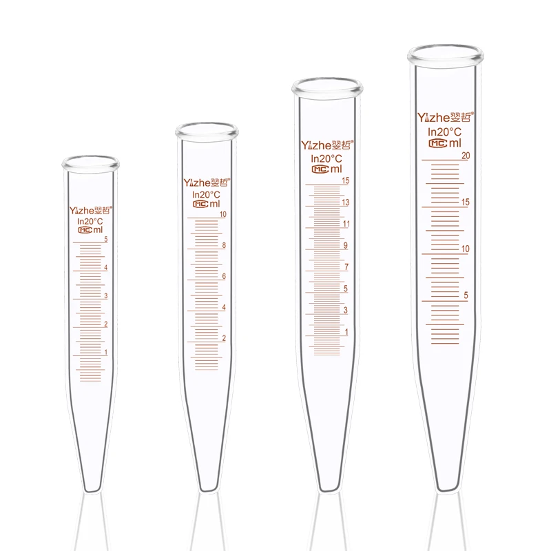 Round bottom pointed bottom test tube with scale flat glass centrifuge tube 5/10/15/20/25/50ml ground cone bottom