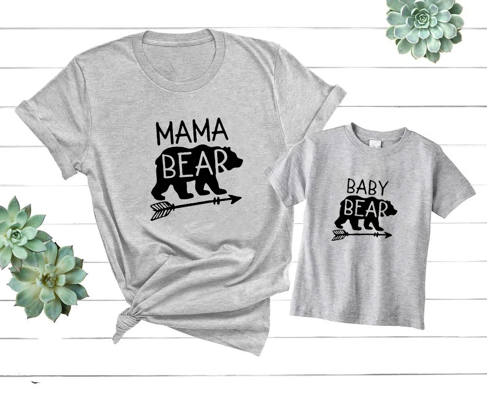 

mama bear family matching clothes T shirt Women son daughter mum T shirt tops kids baby girl boys casual T shirt