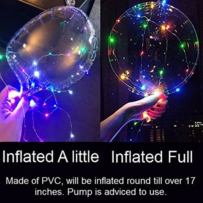 Handle Led Balloons with Stick Luminous Transparent Helium Ballons Wedding Birthday Party Decorations Kids Toy Light Balloon LED