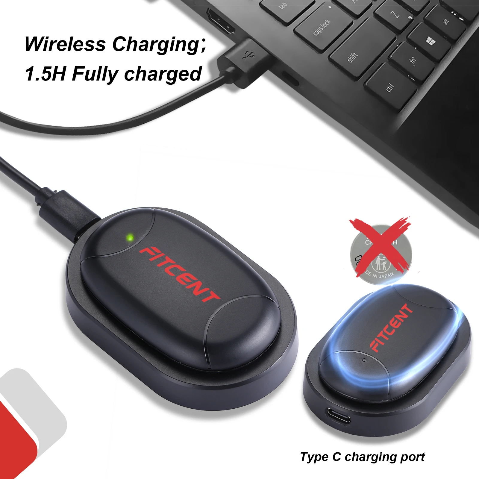 FITCENT-Sangle de poitrine avec chargeur sans fil pour homme et femme, moniteur de fréquence cardiaque, ceinture de sport, capteur ENTER HR,