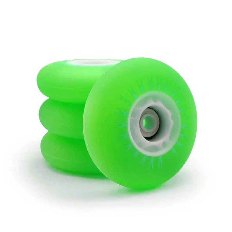 72mmX24mm الضوء الأخضر LED فلاش عجلة للأطفال الكبار مضمنة الزلاجات أحذية الإطارات 72 مللي متر LED تألق باستخدام 608 تحمل 90A 4 قطعة/الوحدة