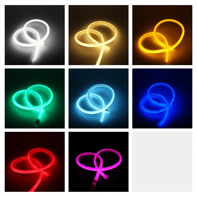 Neon LED Strip 360 Degree Glow AC220V Flexible Neon Light Tube Rope Waterproof IP65 Outdoor Decorative Lighting With Power Plug