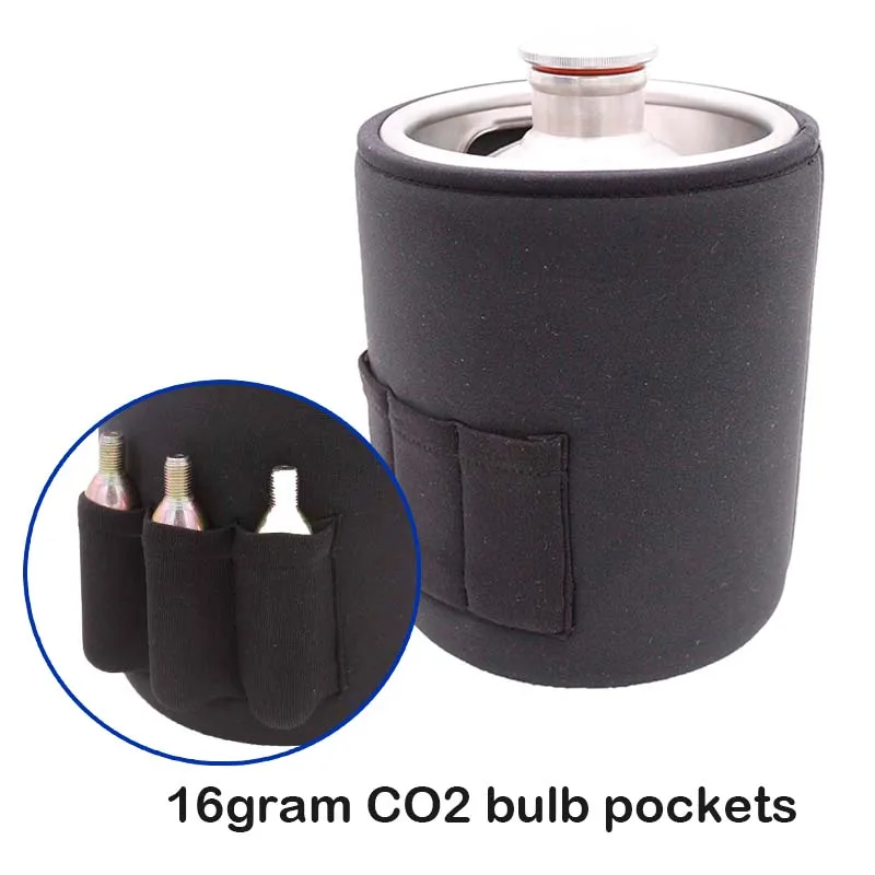 Homebrew Mini Keg Insulated Jacket with Shoulder Belt 2/4/5/10L Comes with co2 bulb pockets 8mm Neoprene Portable Barrel Glove