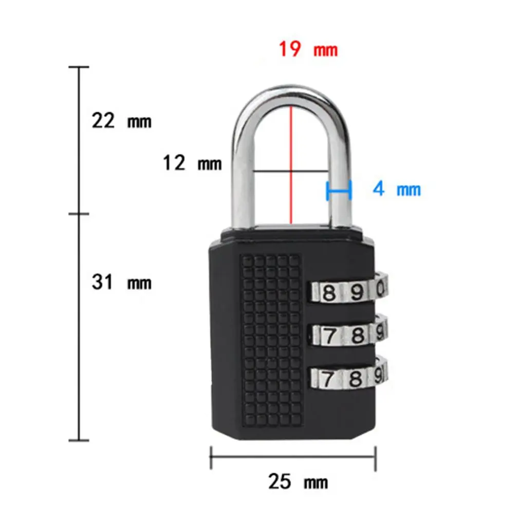 قفل صغير مضاد للسرقة سبائك الزنك الأمن 3 الجمع بين قفل برمز متعدد الوظائف حقيبة سفر الأمتعة خزانة قفل