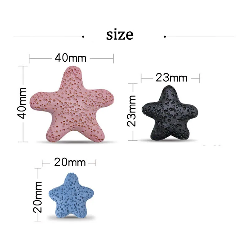 20/23/40mm starfish Multicolor Lava Beads Shape Volcanic Rock Loose Spacer Beads Jewelry Earrings Necklace Making DIY