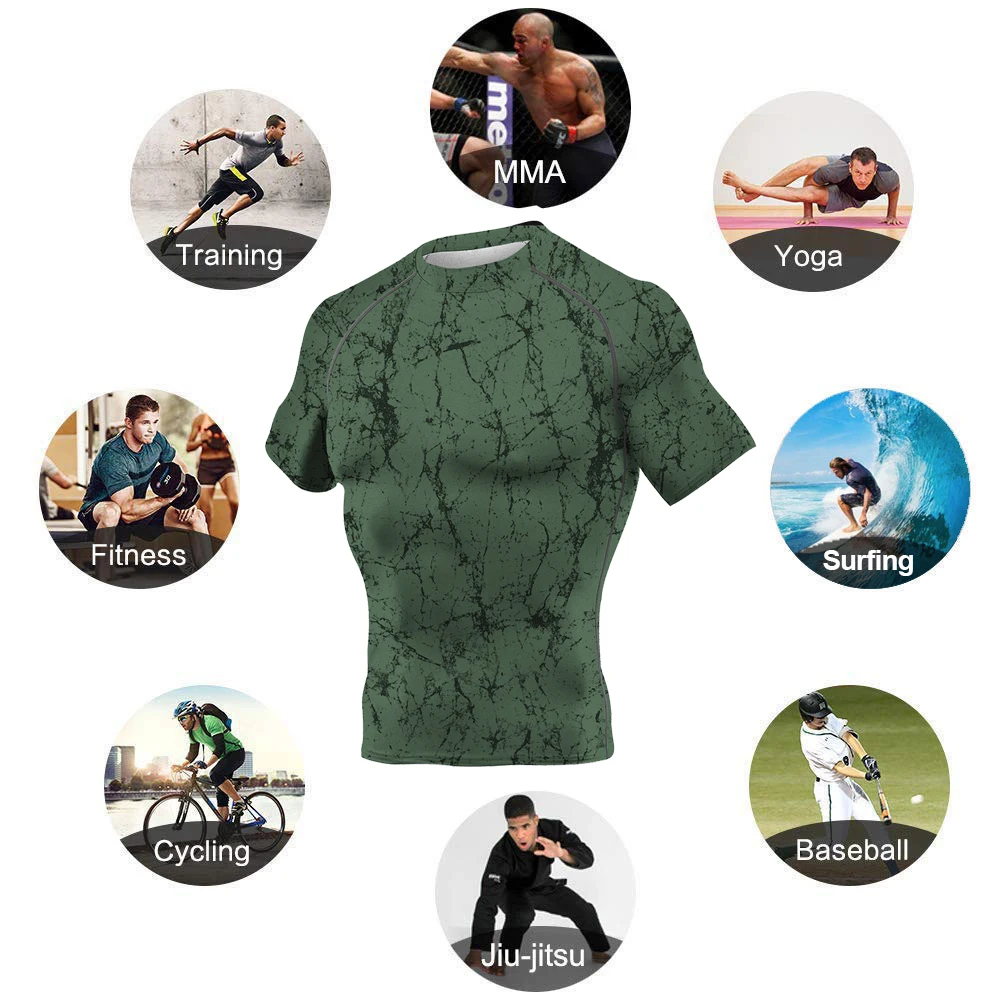 Mannen Groen Stretch Korte Mouw Training T-shirt