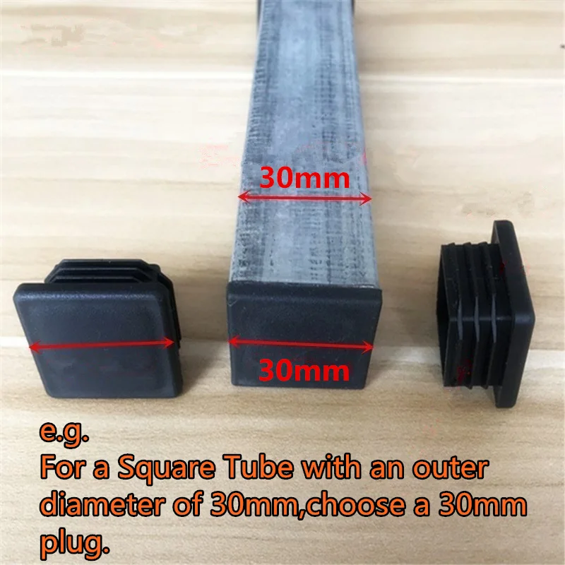 25*25mm Square Plastic Blanking End Cap Tube Pipe Insert Plug Bung Black