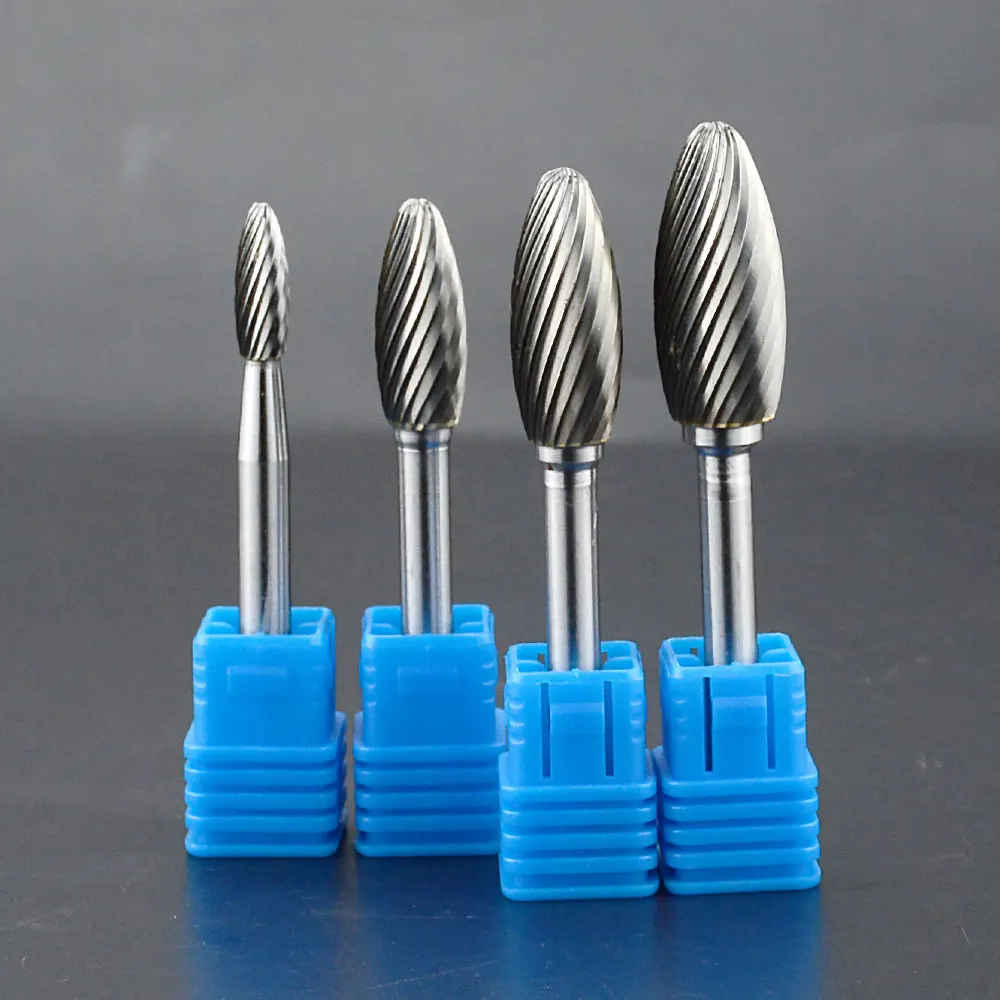 6-16mm Flame shape file Hand tools metal engraving milling cutter straight shank rotary burr H shape cemented carbide rotary