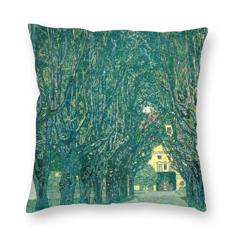 Avenue Of Schloss Kammer Park Cushion Cover Gustav Klimt Painting Art Floor Pillow Case for Car Cool Pillowcase Decoration