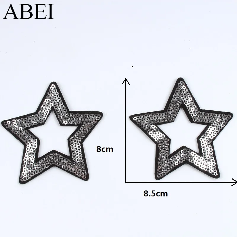 10pcs Sequined Star Patches DIY Iron On Clothes Stickers Sewing Jeans Backpacks Coats Badge Fabric Appliques Glitter Patch