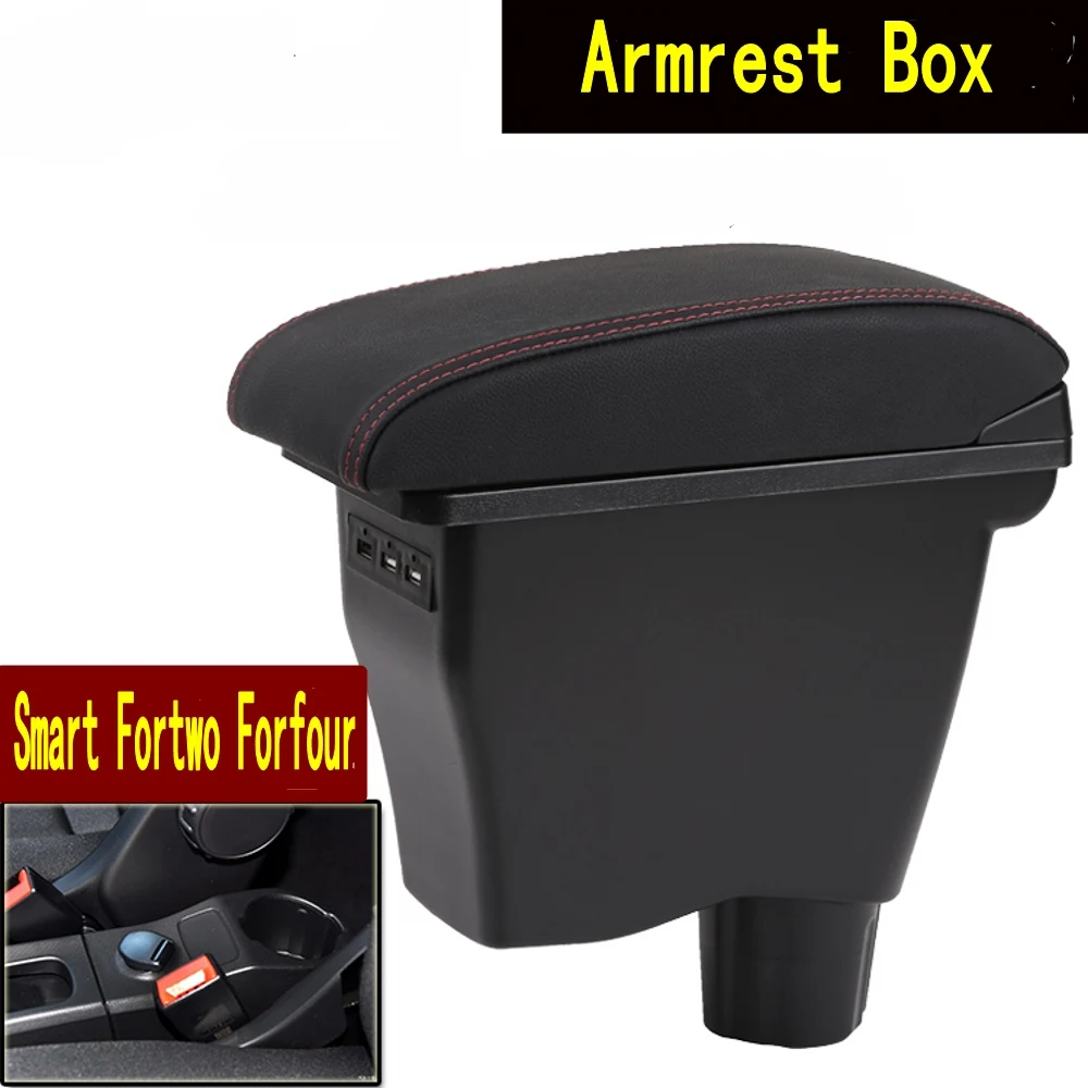 

For Smart Fortwo Armrest Box Retrofit Parts Center Console Special Storage Space Car Elbow Rest with USB