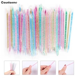 100pcs Crystal Sticks For Cuticle Pusher Remover Colorful Forks For Manicure Pedicure Dual-end Reusable Nail Art Tools