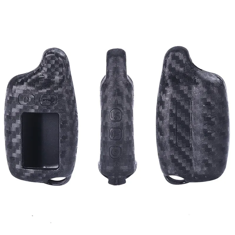 Carbon Fiber Silicone car key case for Tomahawk TW9010 TW9020 TW9030 TW4000 Lcd two way car remote controller