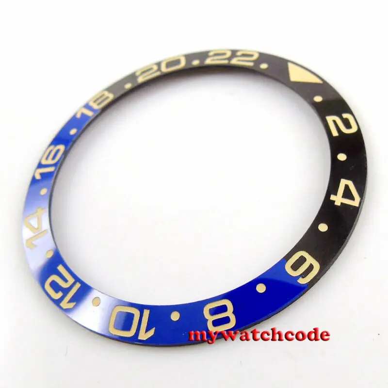 38 Mm Màu Đen Xanh Dương Gốm Ốp Viền Lắp Vàng Đánh Dấu Cho 40 Mm Submariner Mặt Kim