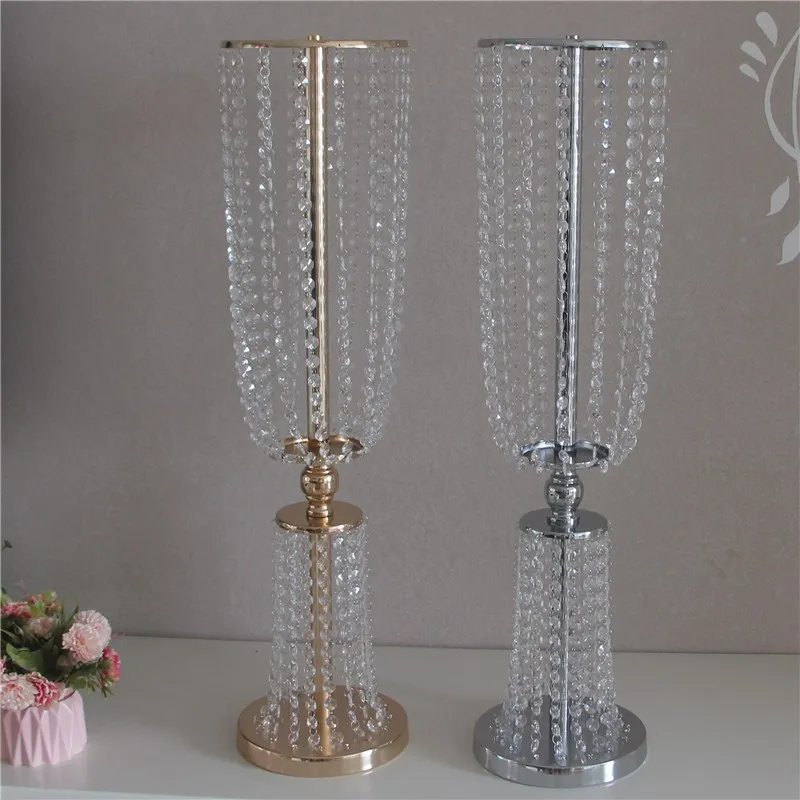 10 sets Luxury Shiny Wedding Decor Centerpieces Crystal Beads String Road Lead Party Table Decoration Candlestick Props