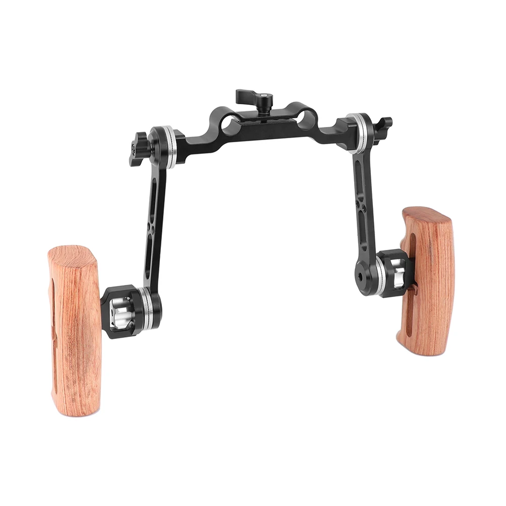 CAMVATE Wooden Camera Handle Grip Kit With ARRI Rosette Extension Arm & Dual 15mm Rod Clamp For DSLR Camera Shoulder Mount Rig