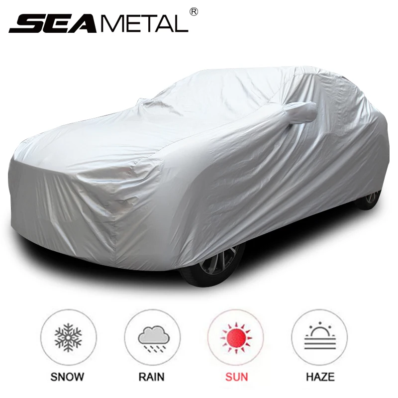 SEAMETAL Full Car Cover Indoor Outdoor Car Protective Cover Sun Shade Dustproof Anti UV Protection Cover Universal for Sedan SUV 