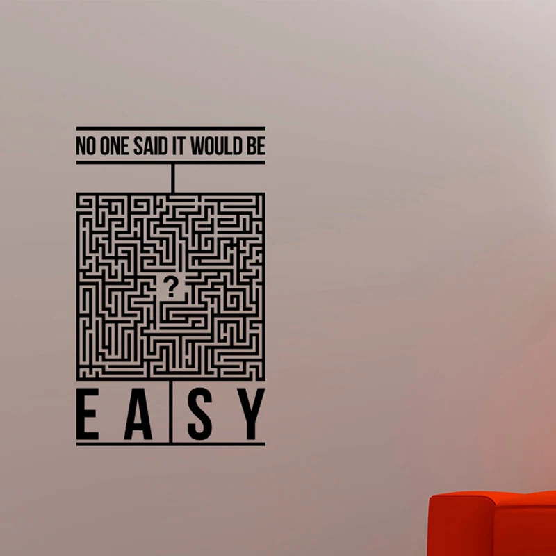 No One Said It Would Be Easy Inspirational Quote Wall Decal Motivational Phrase Labyrinth Vinyl Sticker Art Home Decor Room S258