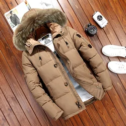 Down Jackets Mens Winter Jacket Men Fashion Thick Warm Parkas Fur 90% White Duck Down Coats Casual Male Waterproof Down Jackets