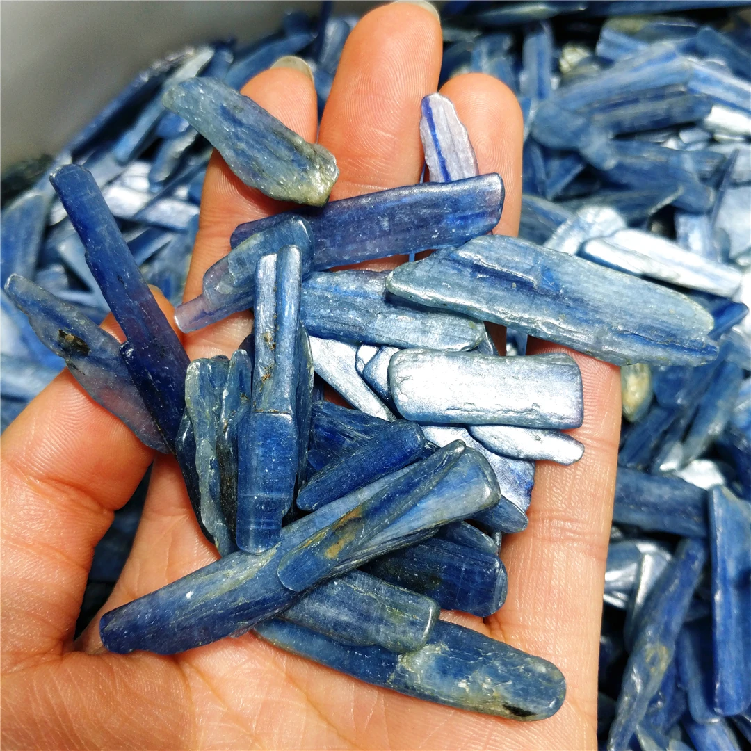 Tự Nhiên Thạch Anh Màu Xanh Dương Kyanite Tinh Thể Phẳng Thanh Lát Cắt Cyanite Khoáng Thạch Anh Búi Tó Sỏi Hạt Đá Lành Vườn Bể Trang Trí