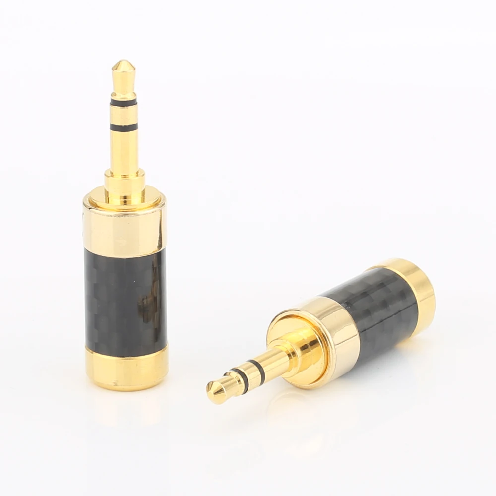 

2pcs High Quality Audiocrast HP004 Gold Plated Straight 3.5mm Stereo Mini Plug Connector Carbon Fiber Earphone