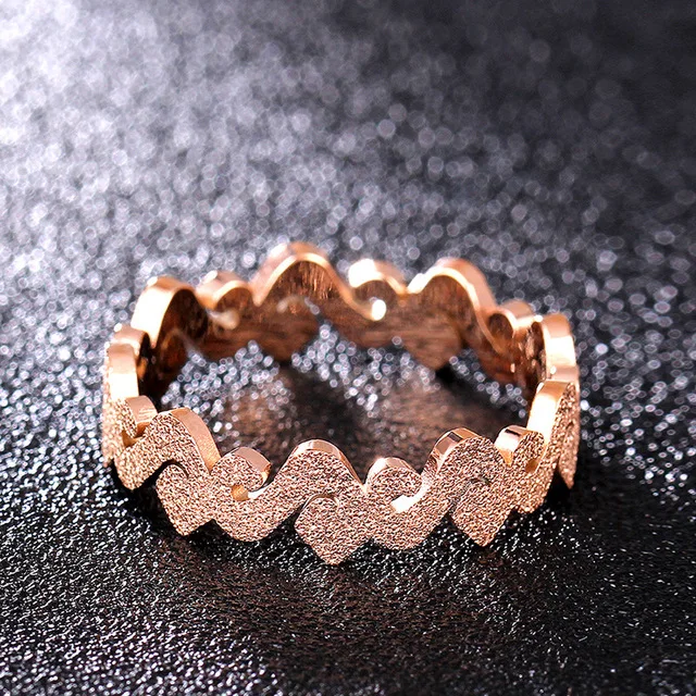 KNOCK High quality Fashion Scrub Stainless Steel Women 's Rings letter S 5mm Width Rose Gold Color Finger Gift For Girl Jewelry