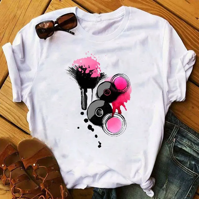 T-shirt femme motif 3D vernis à ongles, ample, mignon et à la mode, 100%