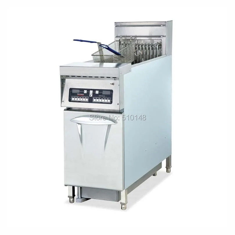 

PKJG-DF30A Vertical 1 Tank Computer Fryer 2 Basket with Oil Filter Cart for Commercial Kitchen