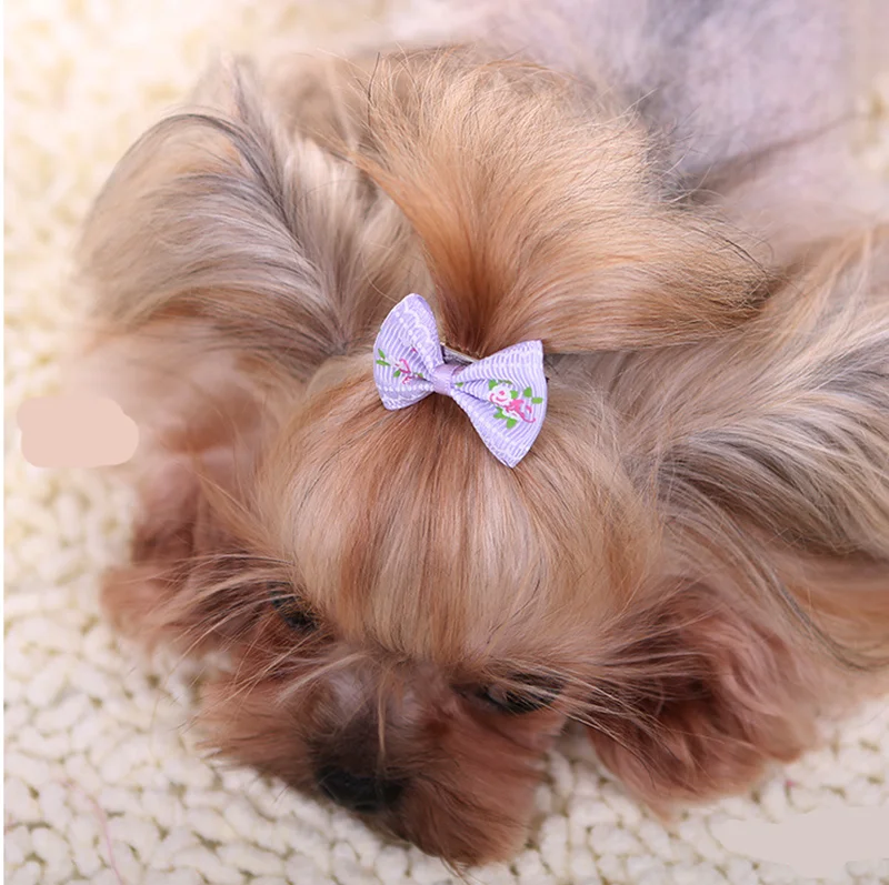 New Hairpin for Dogs Kitten Puppy Cute Cotton Bow Flower Barrette for Chihuahua Yorks Teddy Hiromi Hair Clips Pet Supplies