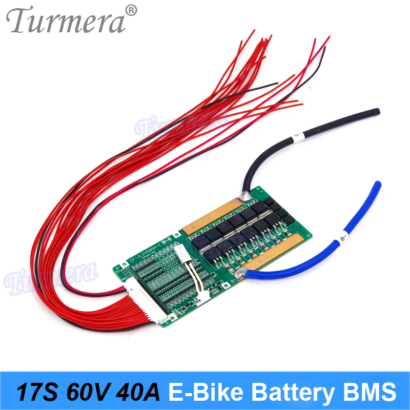 Turmera 17S 60V 71.4V 40A BMS Li-ion Baterai Dilindungi Papan dengan Keseimbangan untuk 18650 21700 Sepeda Listrik atau Penggunaan Baterai E-skuter